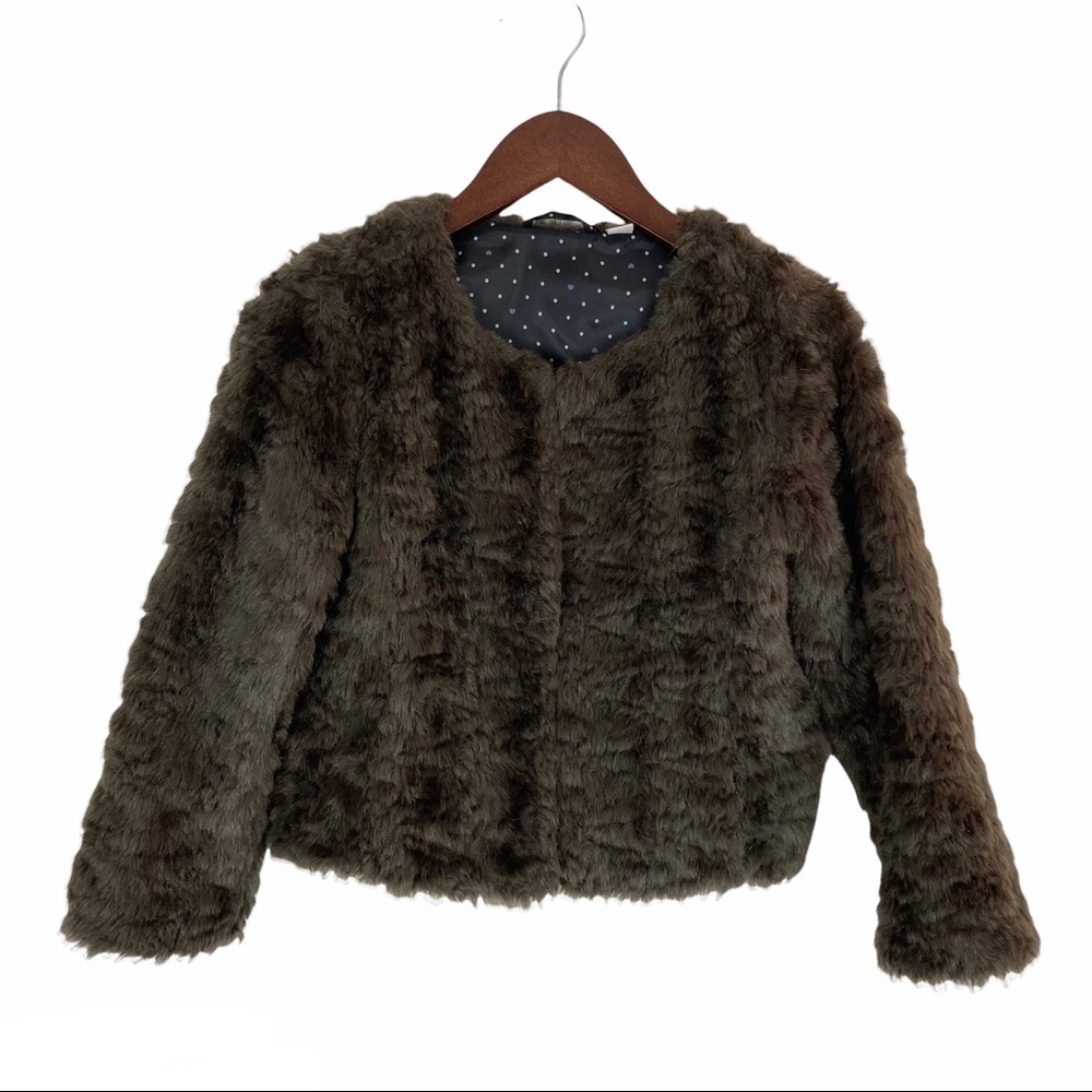 Uniqlo Girls Faux Fur Coat Size 5-6